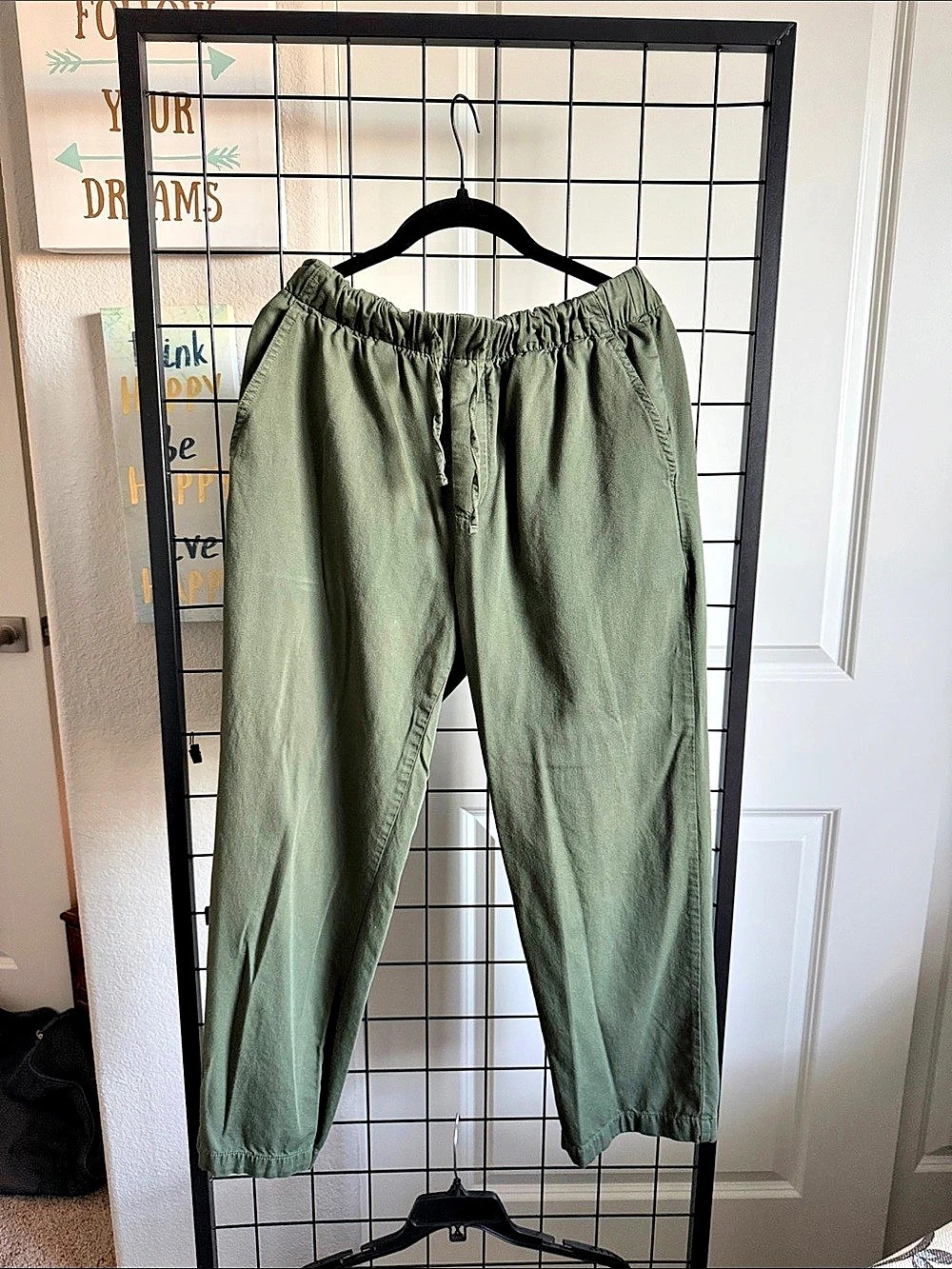 GAP Easy Pant woven cotton/linen in Olive Green Size Small